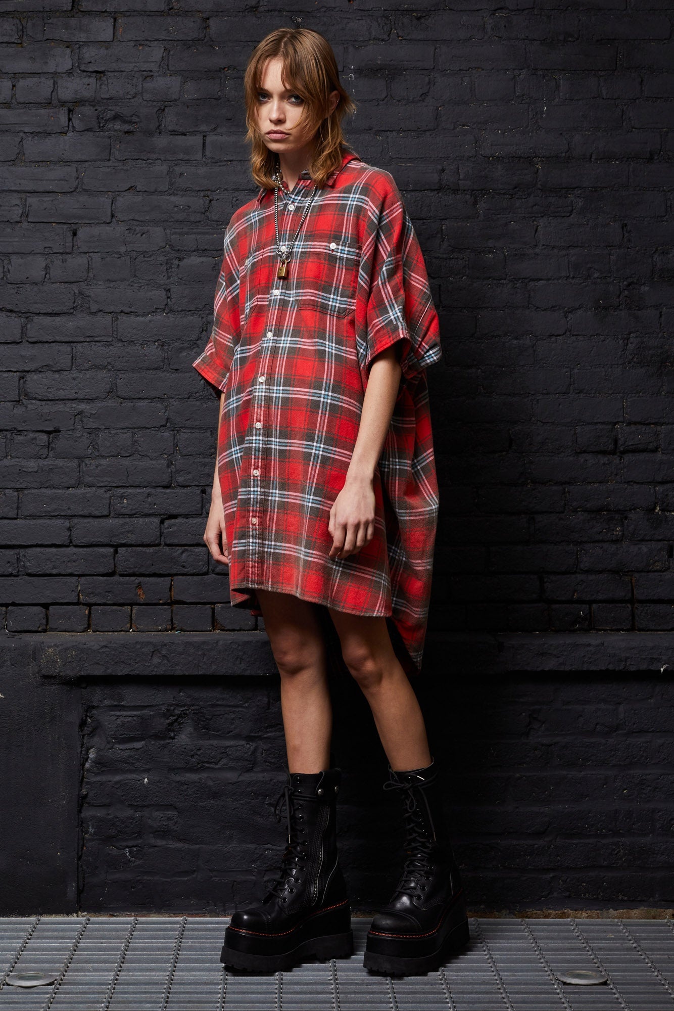 PLAID OVERSIZED BOXY SHIRTDRESS | R13 - 2