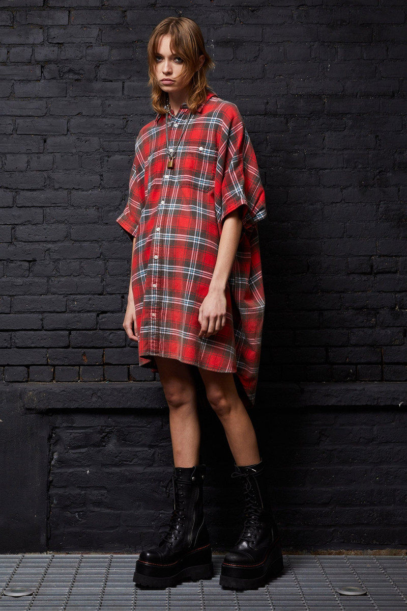 R13 PLAID OVERSIZED BOXY SHIRTDRESS | R13 outlook