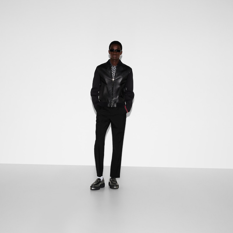 GUCCI Nappa leather and knit bomber jacket outlook
