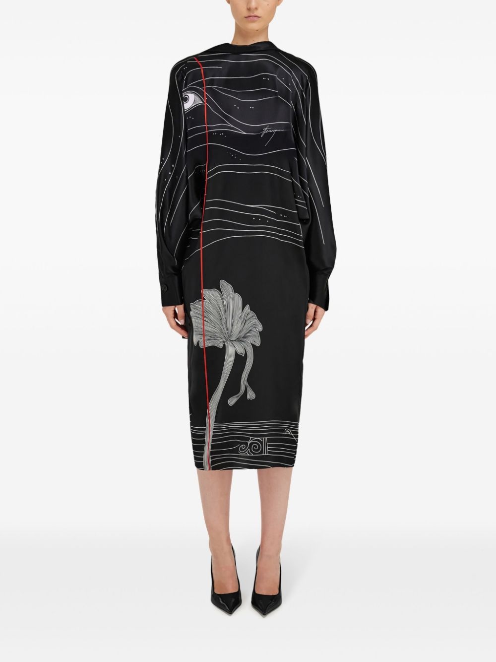 Spirit print satin dress - 2