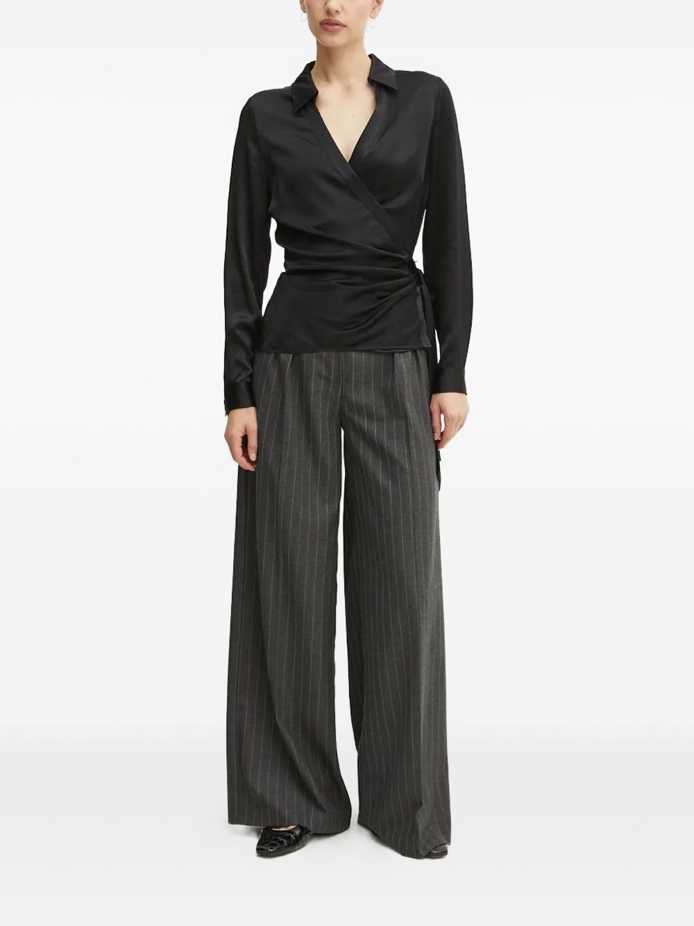 satin wrap blouse - 2