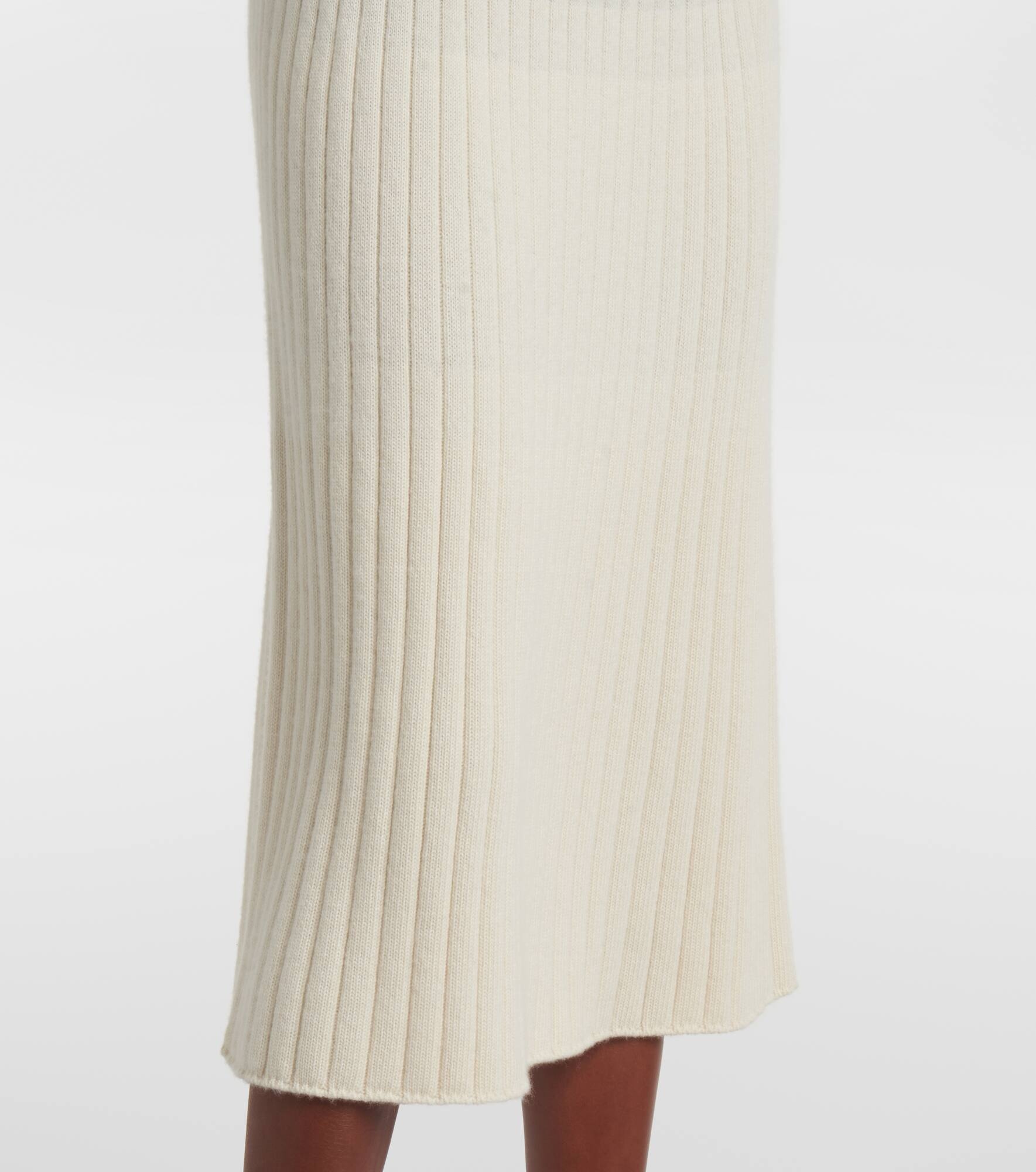 Ribbed-knit cashmere midi skirt - 5