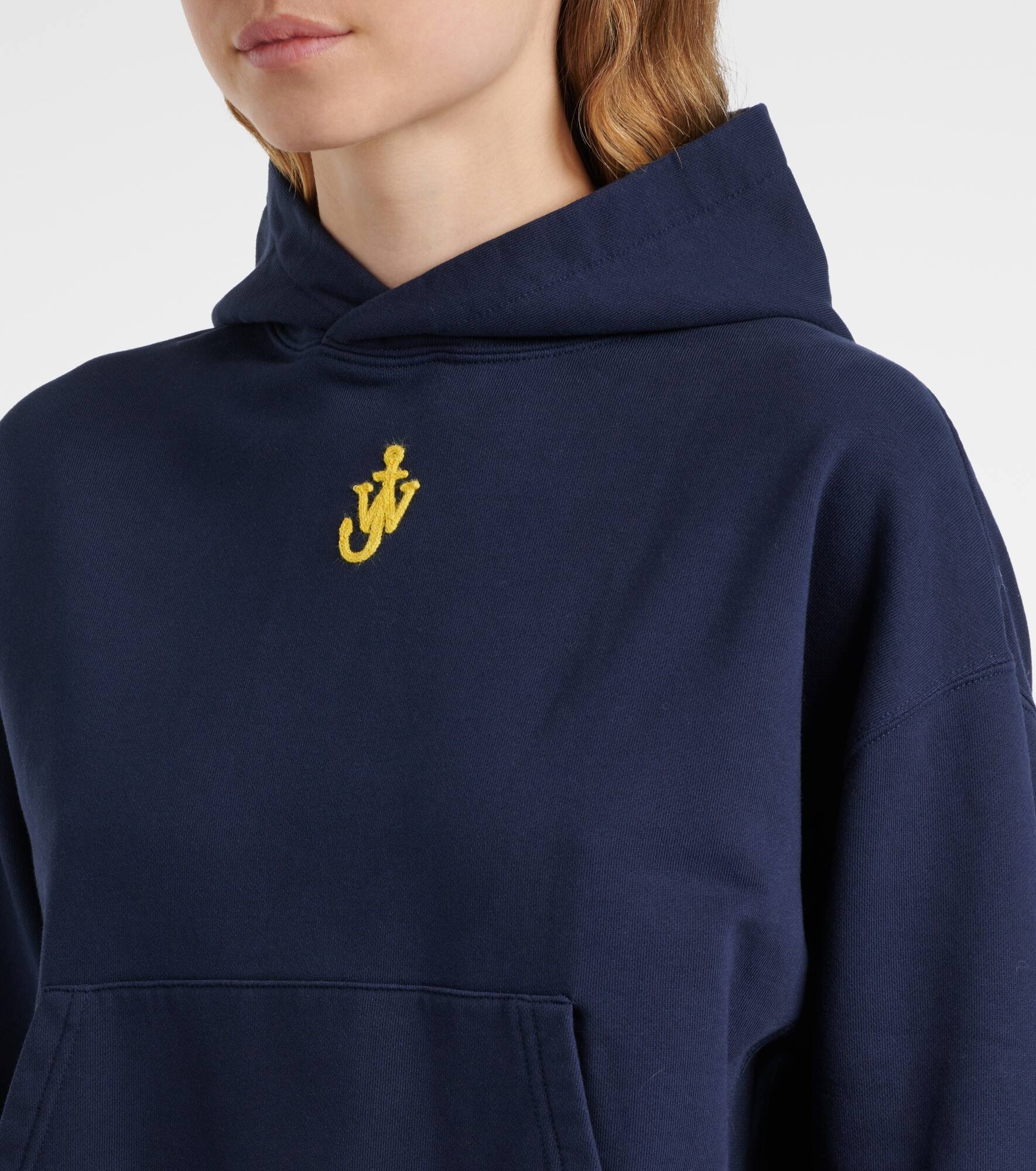 Anchor embroidered cropped cotton hoodie - 4