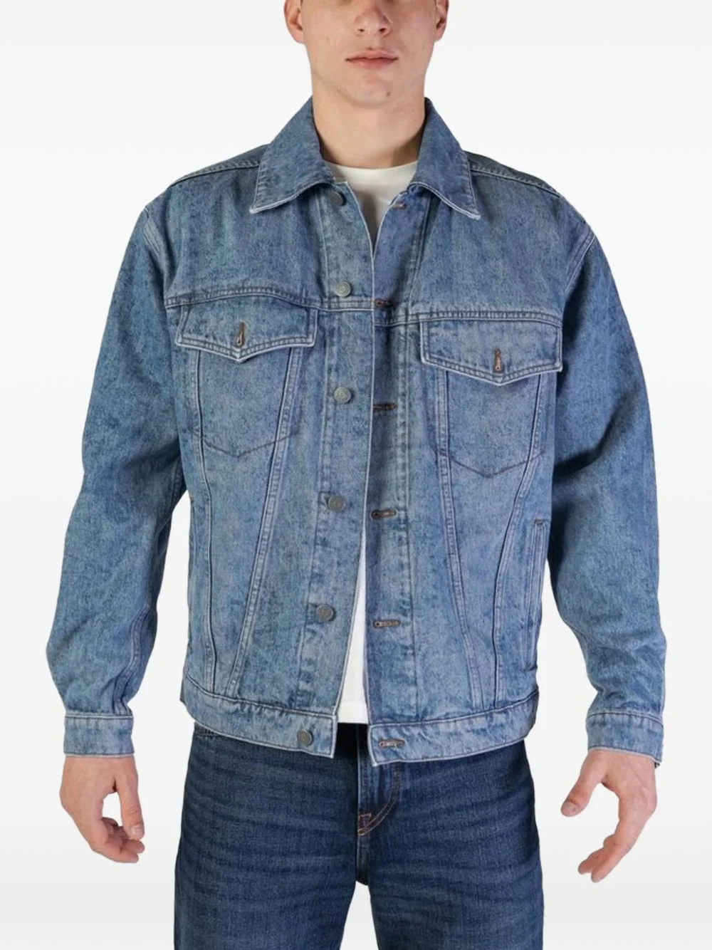 acid-wash cotton denim jacket - 1