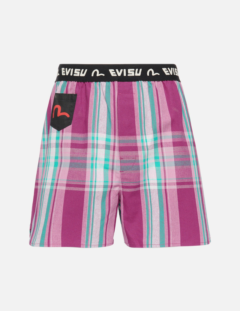 EVISU DAICOCK PRINT CHECKED BOXER SHORTS outlook