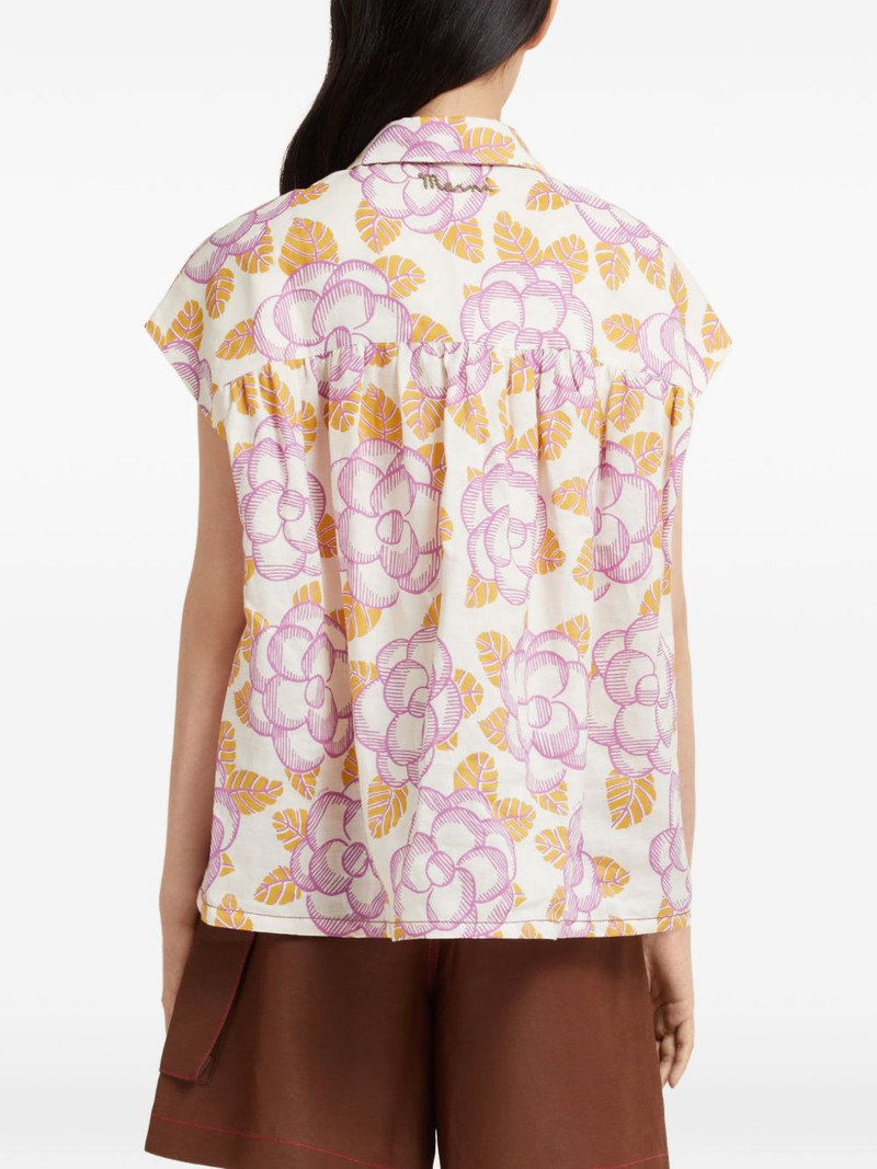 floral cap-sleeved shirt 4