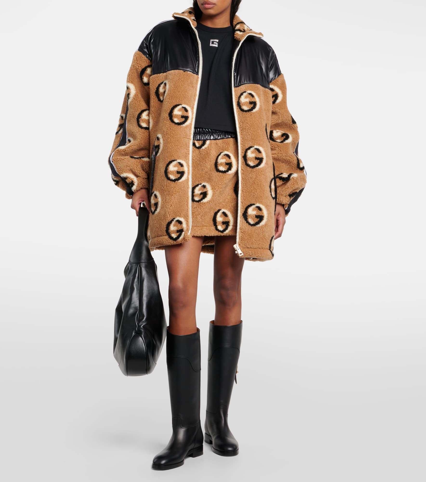 GUCCI GG wool fleece jacquard zip jacket | REVERSIBLE