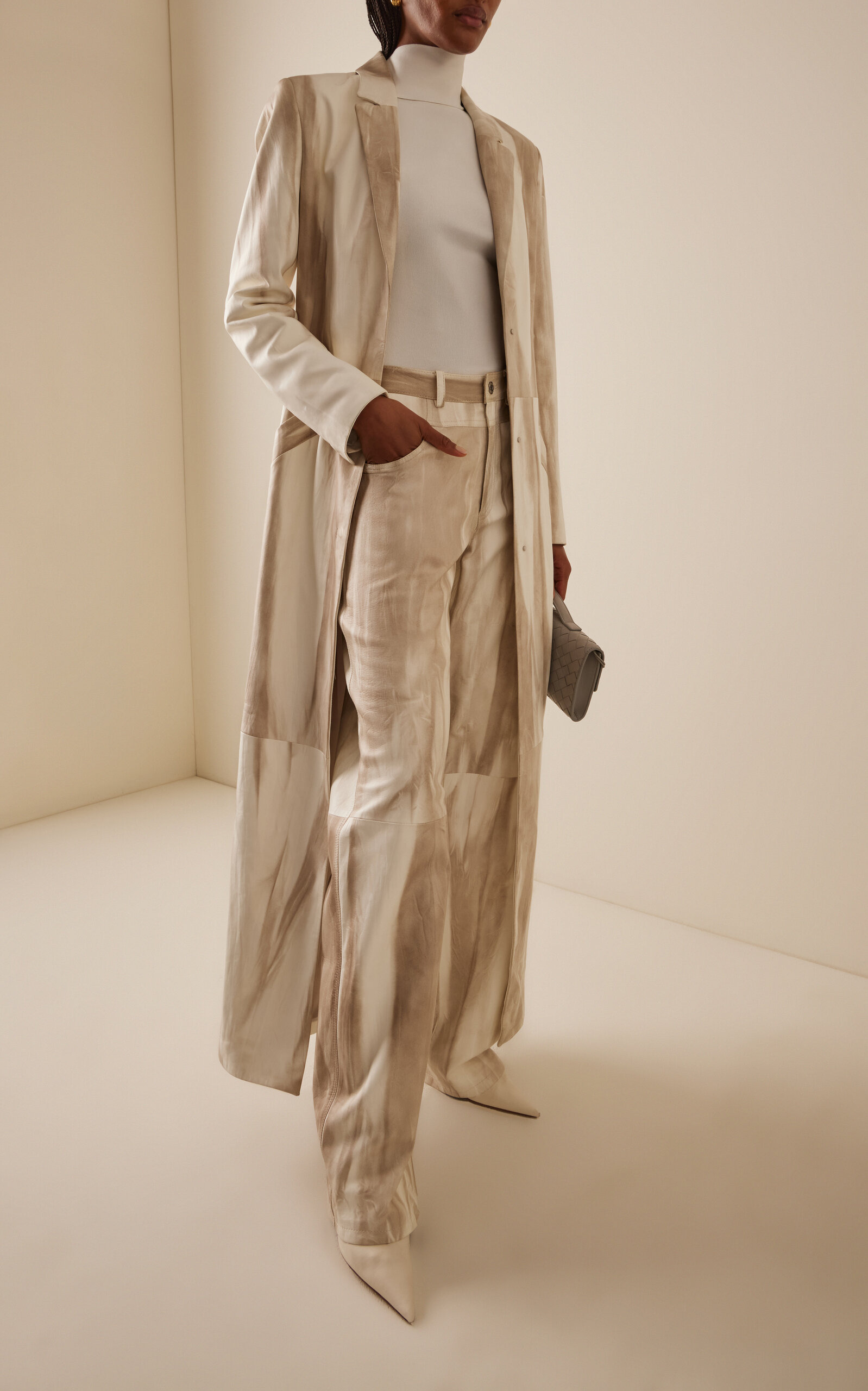 Marbled Nappa Double Seam Pant ivory - 2