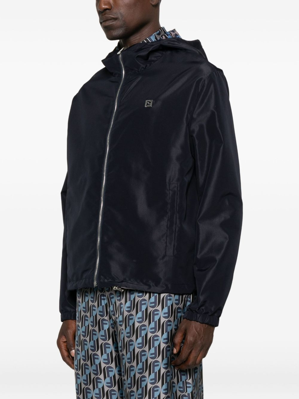 logo-plaque hooded jacket - 3