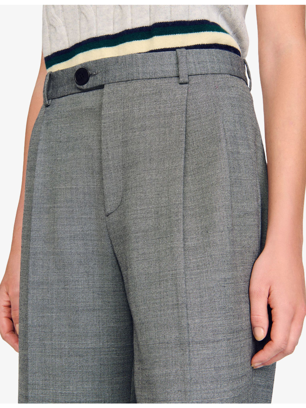 Straight-Leg High-Rise Stretch Wool-Blend Trousers - 5