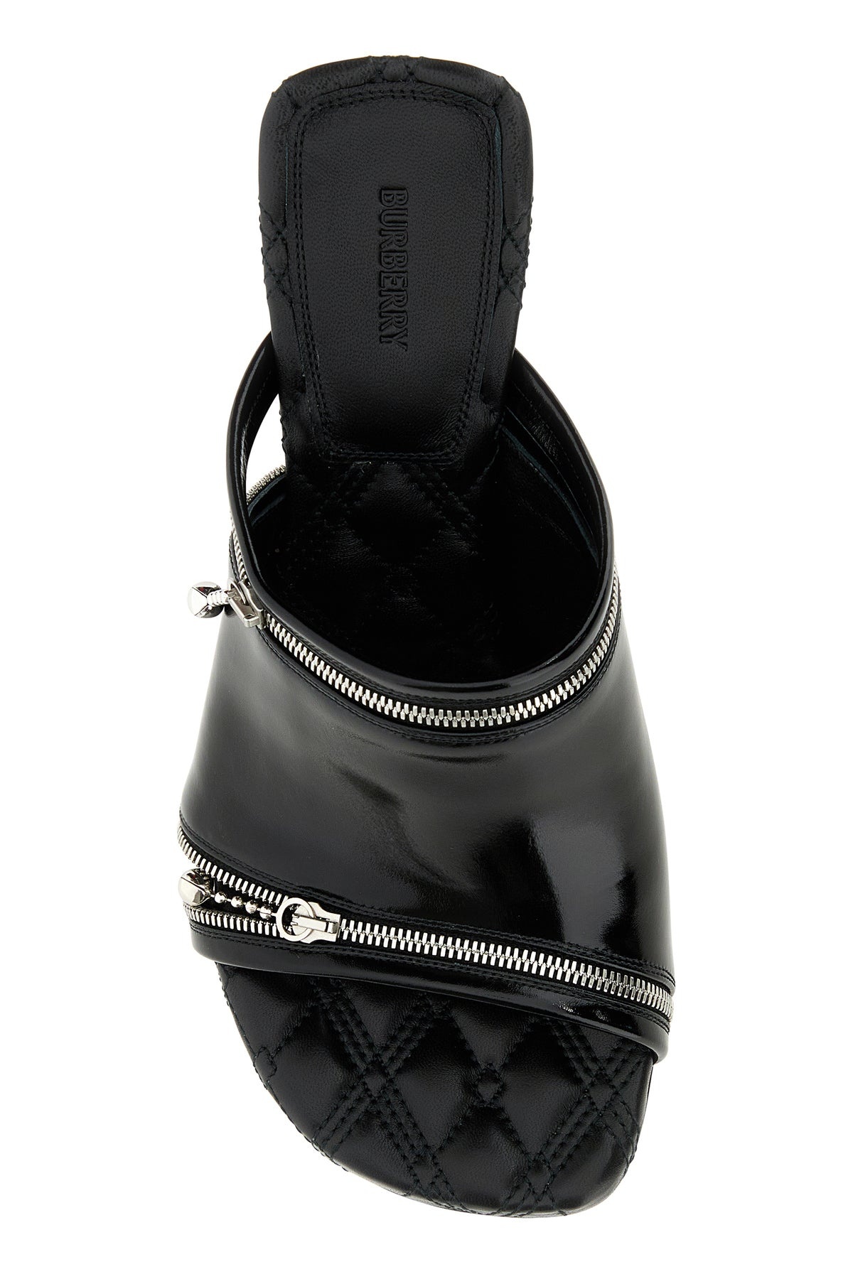 Black leather Peep mules - 4