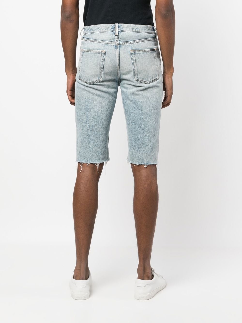 raw-cut edge denim shorts - 4