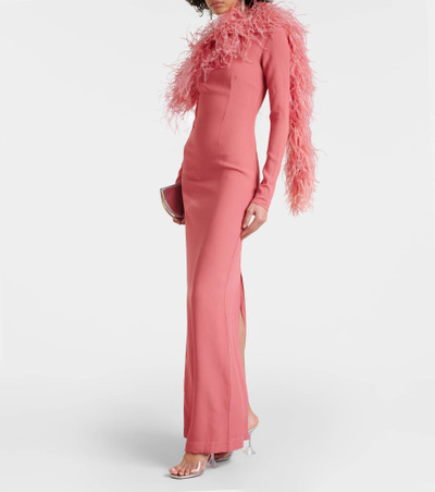 Taller Marmo Garbo feather-trimmed gown outlook