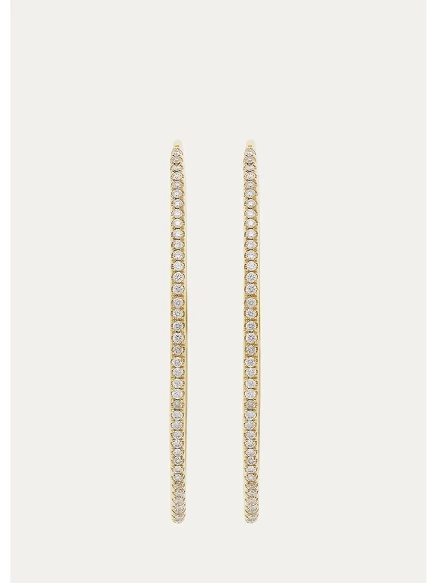 18K Yellow Gold Eye Hoop Earrings with Diamonds - 1