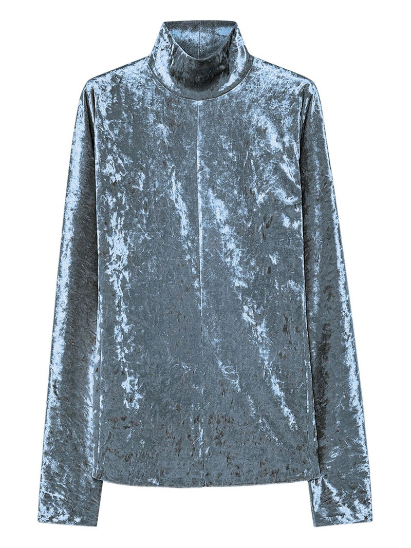 crushed-velvet high-neck top 1