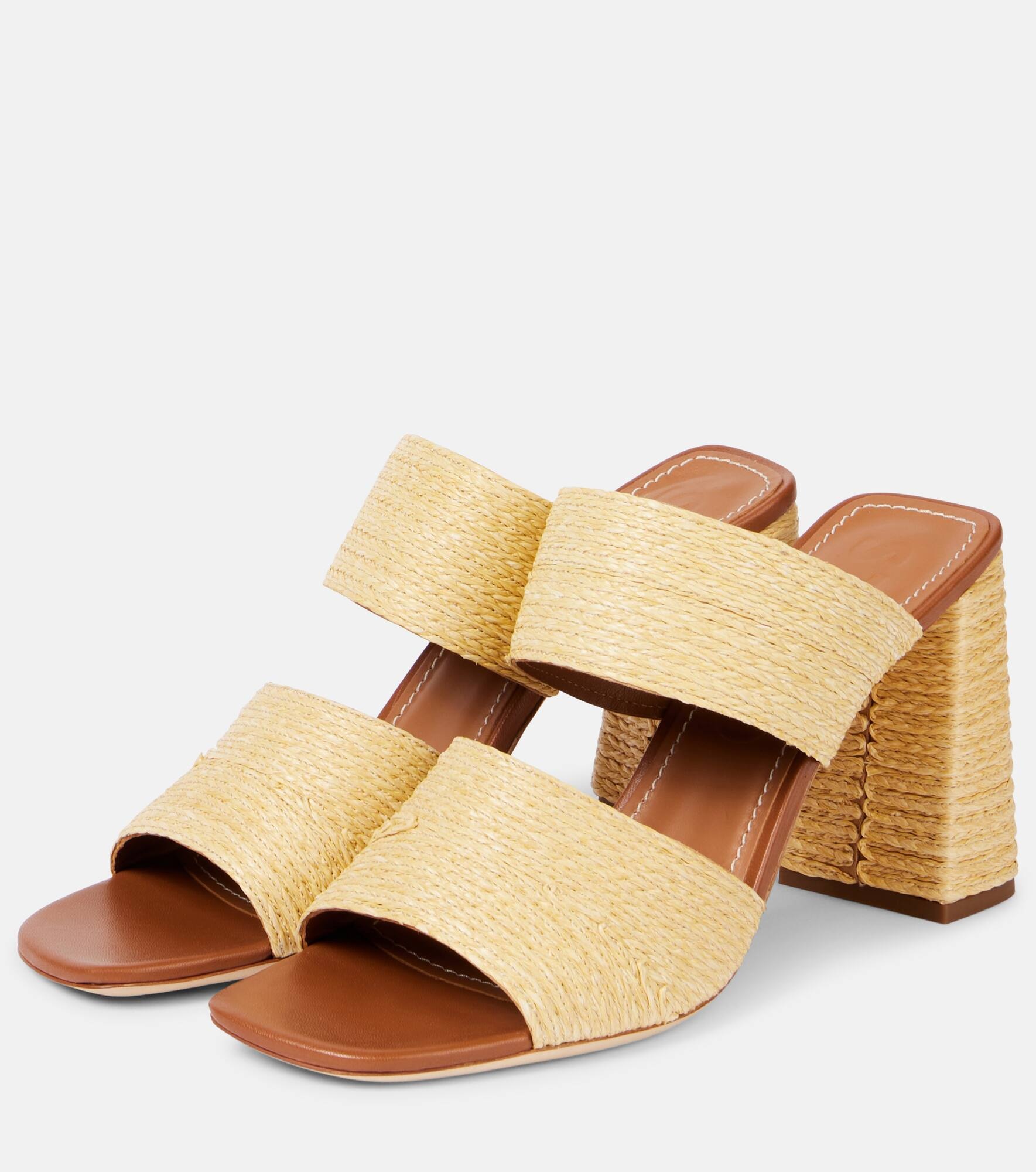 Skylar raffia and leather mules - 4