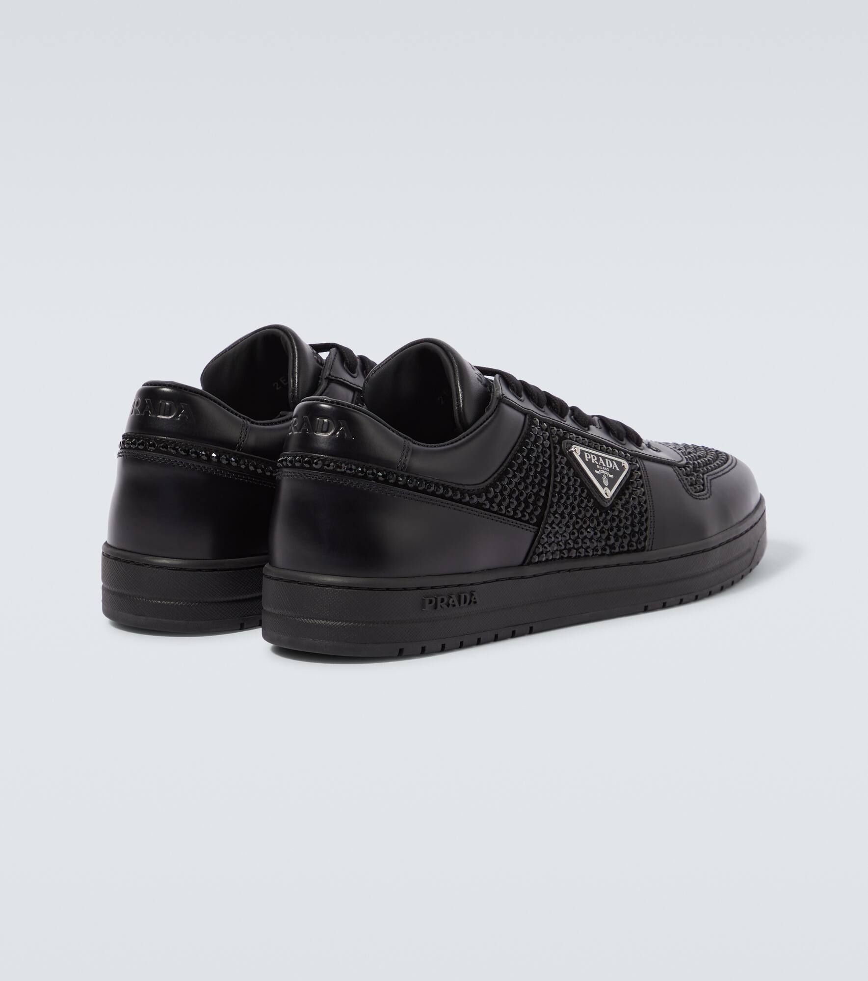Downtown crystal-embellished leather sneakers - 6