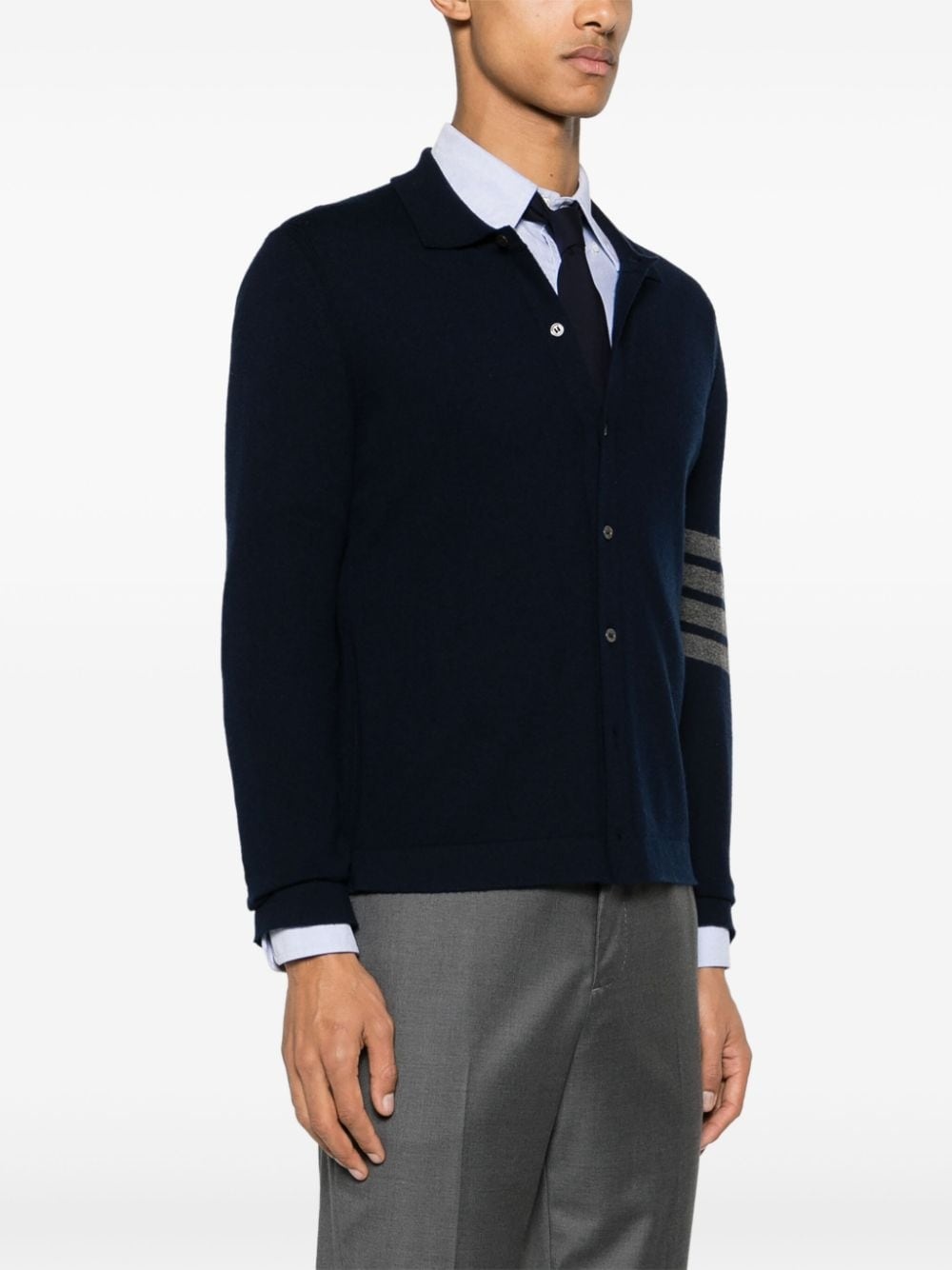 4-Bar stripe cashmere cardigan - 3
