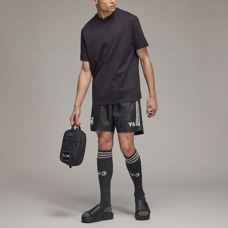 Y-3 adidas x Y-3 Crossover real Madrid Stripe Logo Breathable Sports Training Shorts Black HI3979 outlook
