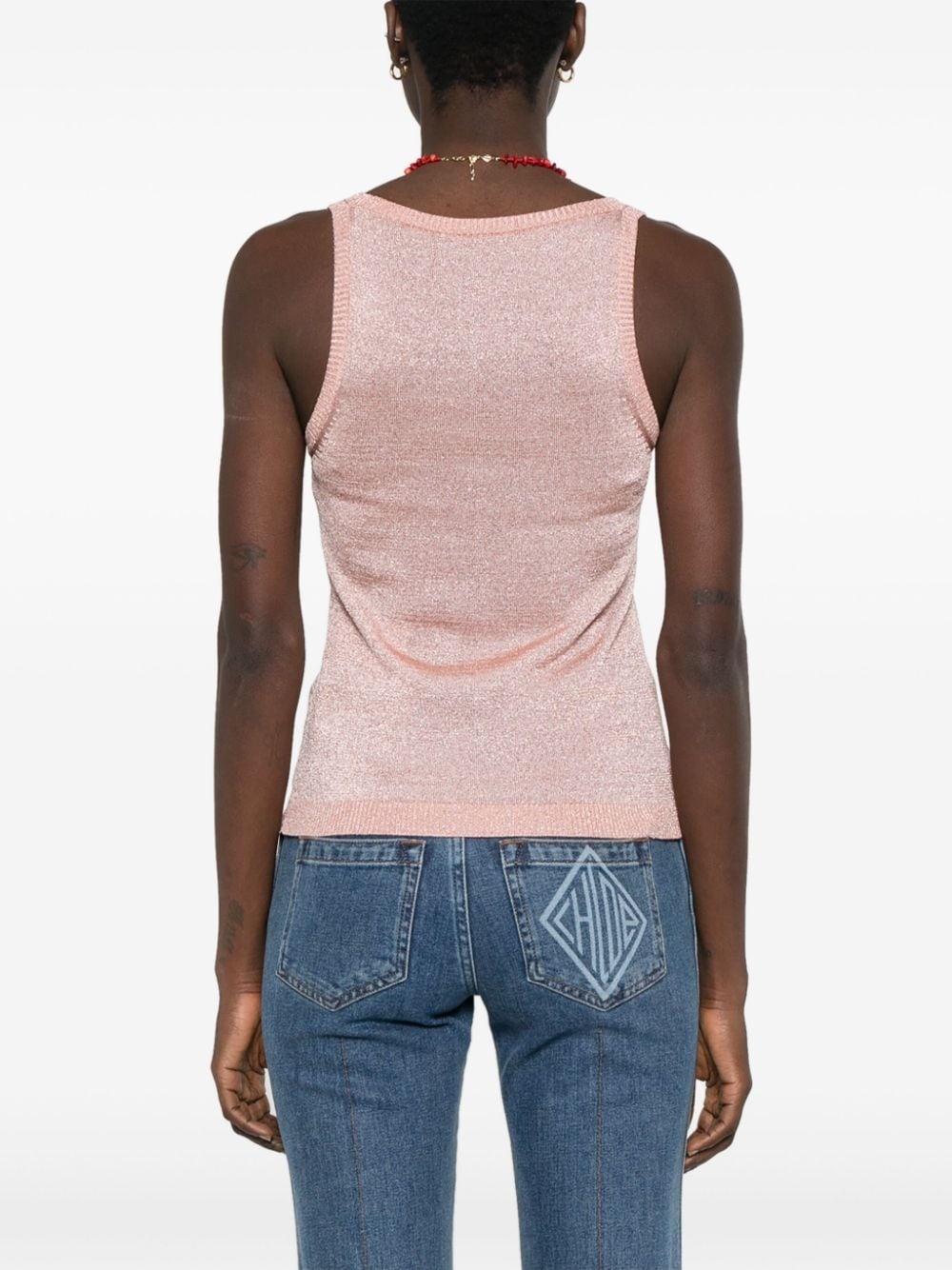 sleeveless lurex tank top - 4