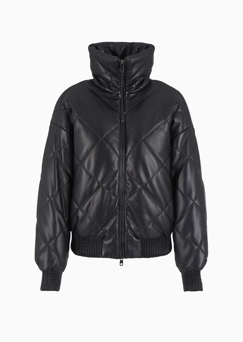 Leather-look, quilted full-zip blouson 1