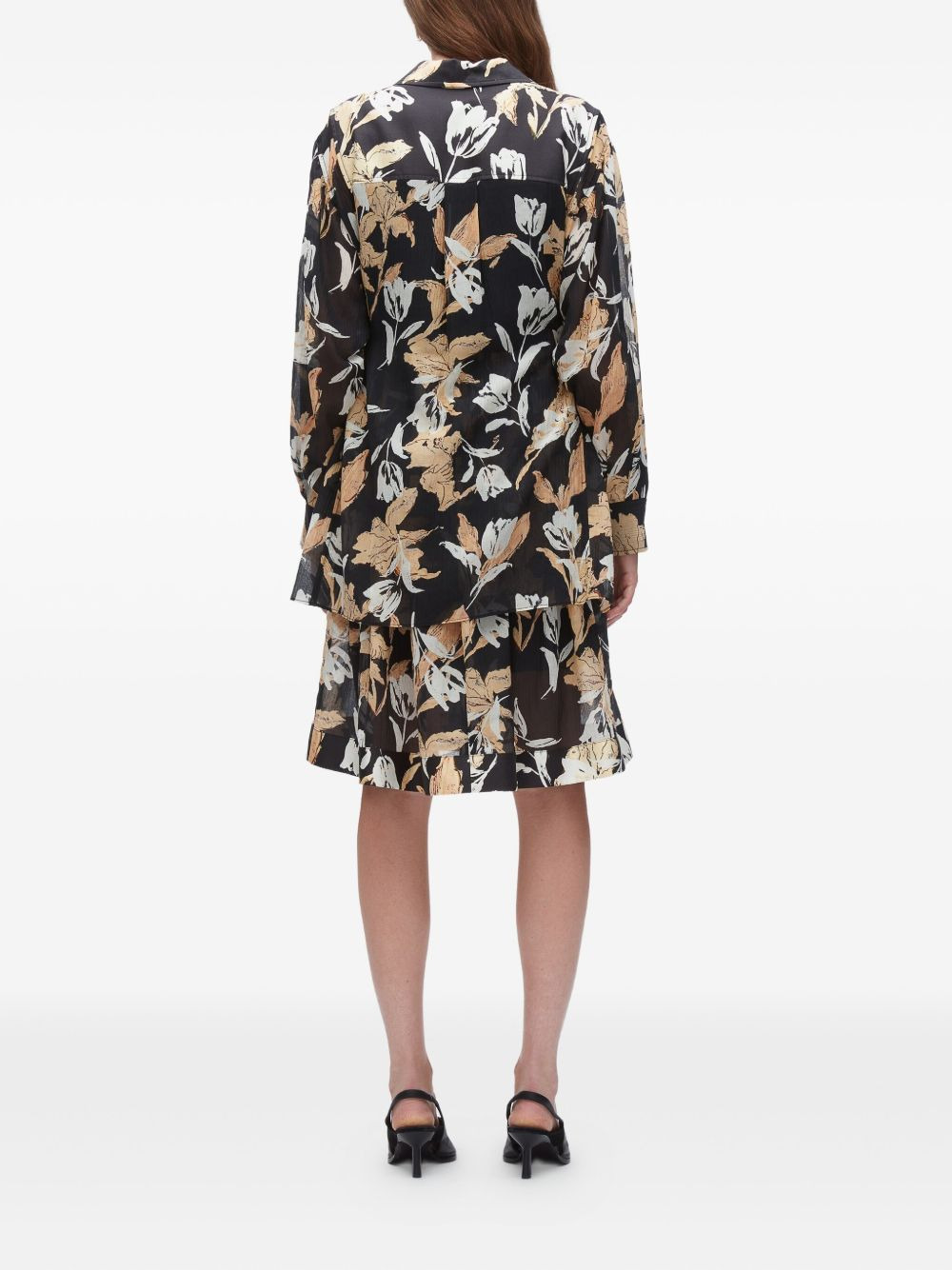 floral-print belted midi dress - 4
