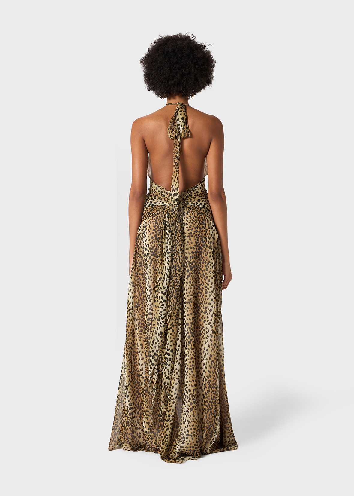 LONG DRESS IN GEORGETTE WITH ANIMALIER PRINT - 4