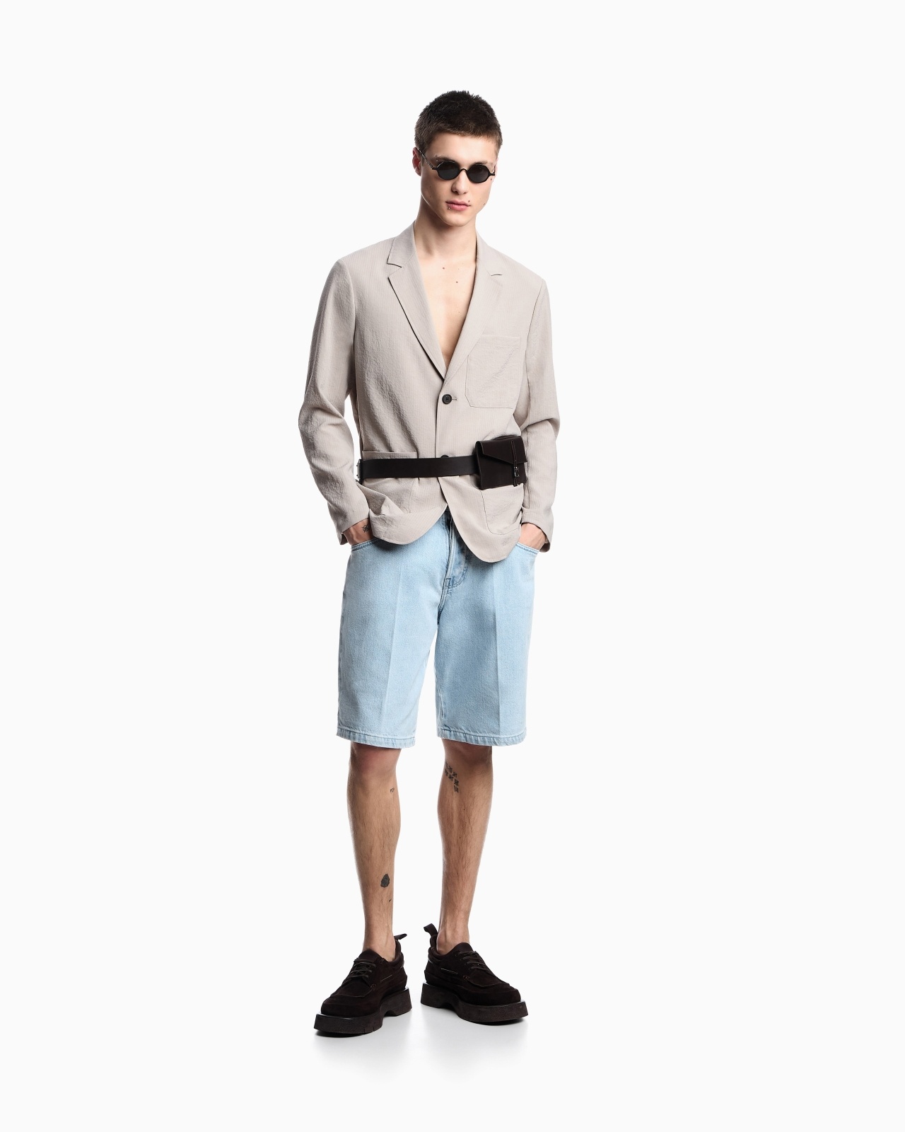 SINGLE-BREASTED JACKET IN NYLON SEERSUCKER - 2