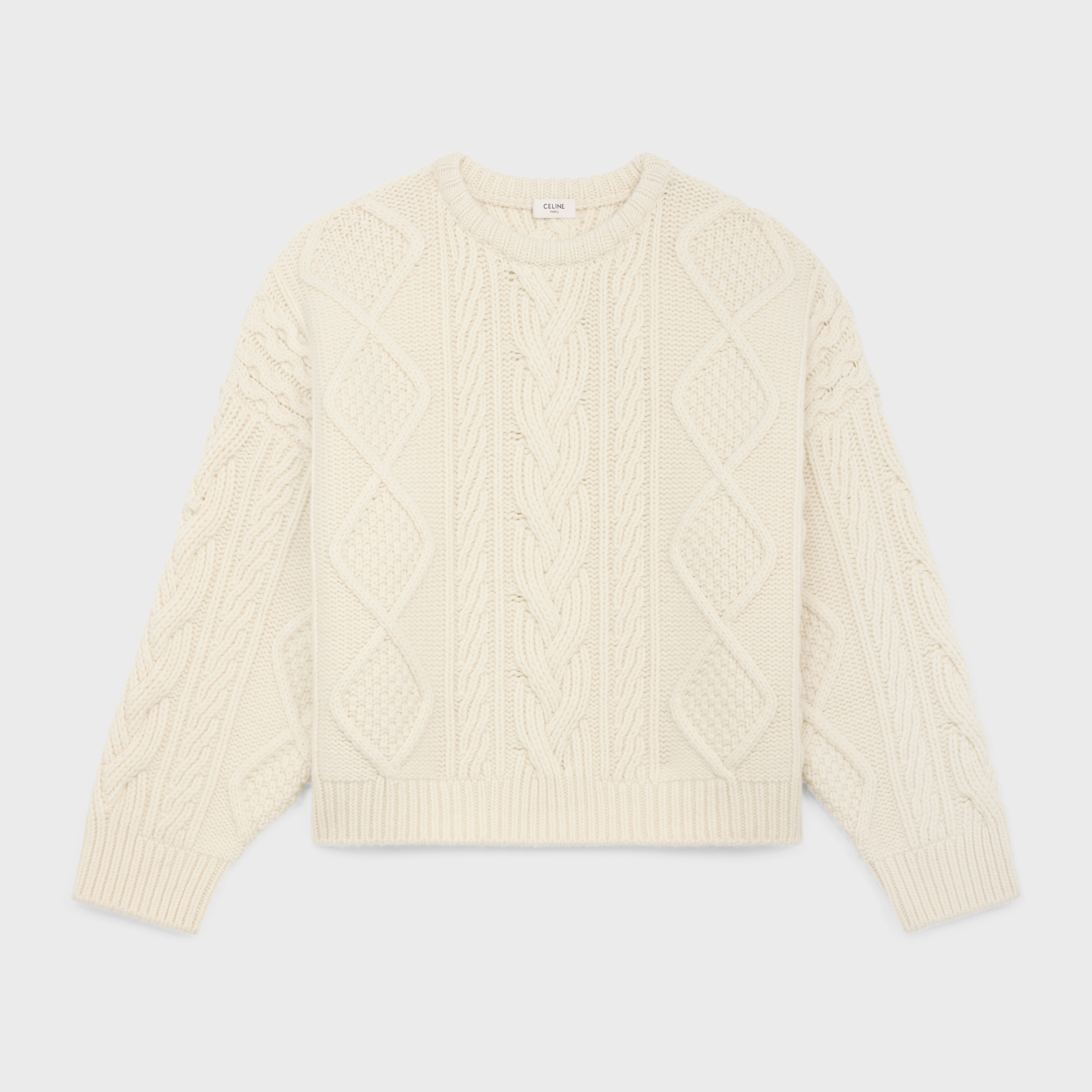 CELINE oversized crew neck sweater in cashmere aran | celine