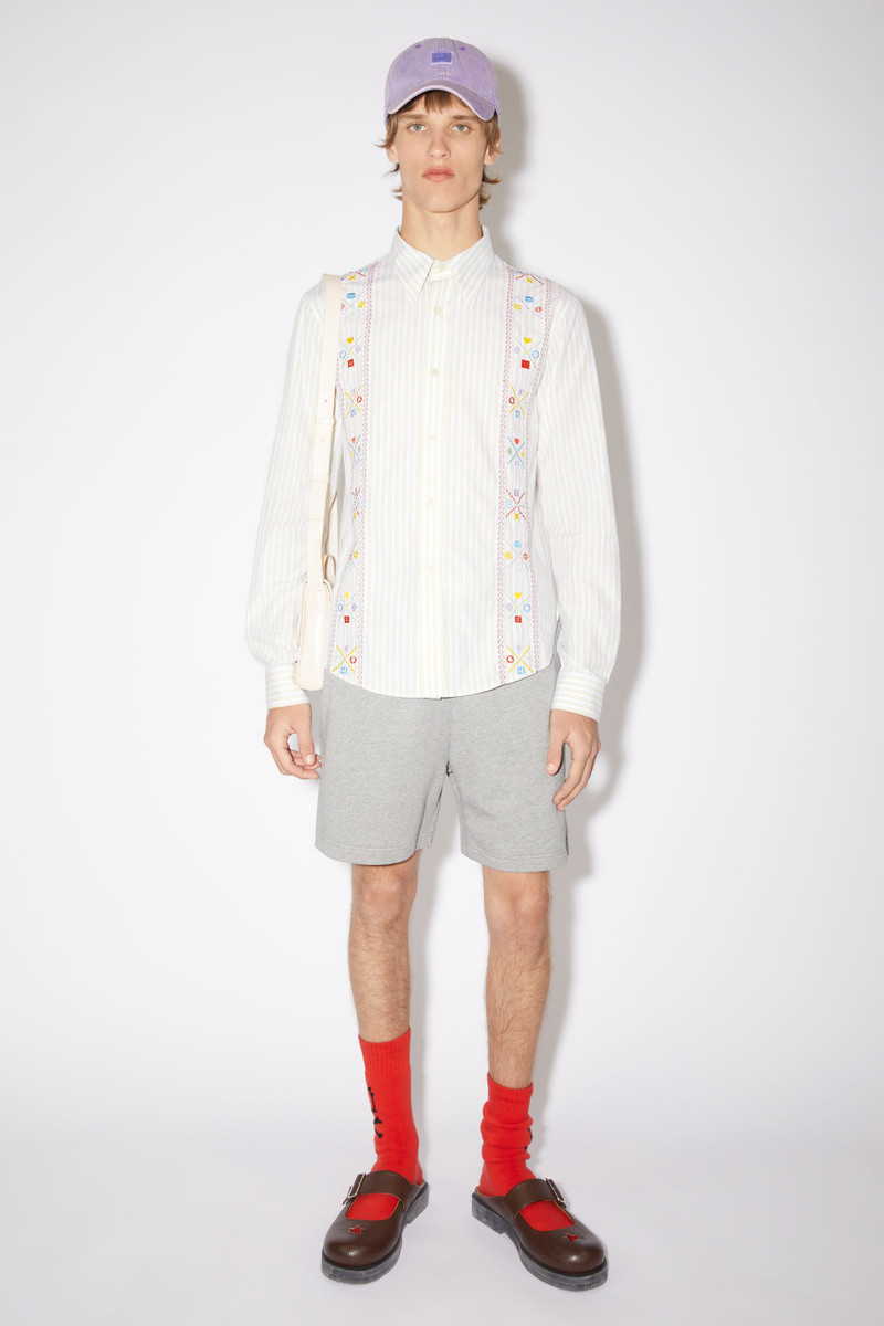 Acne Studios Embroidered button-up shirt - White/green outlook