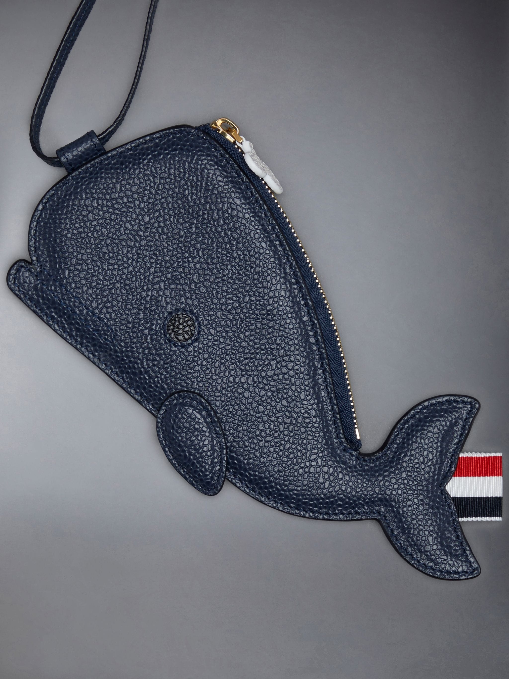 Pebble Grain Leather Mini Whale Zip Pouch - 3