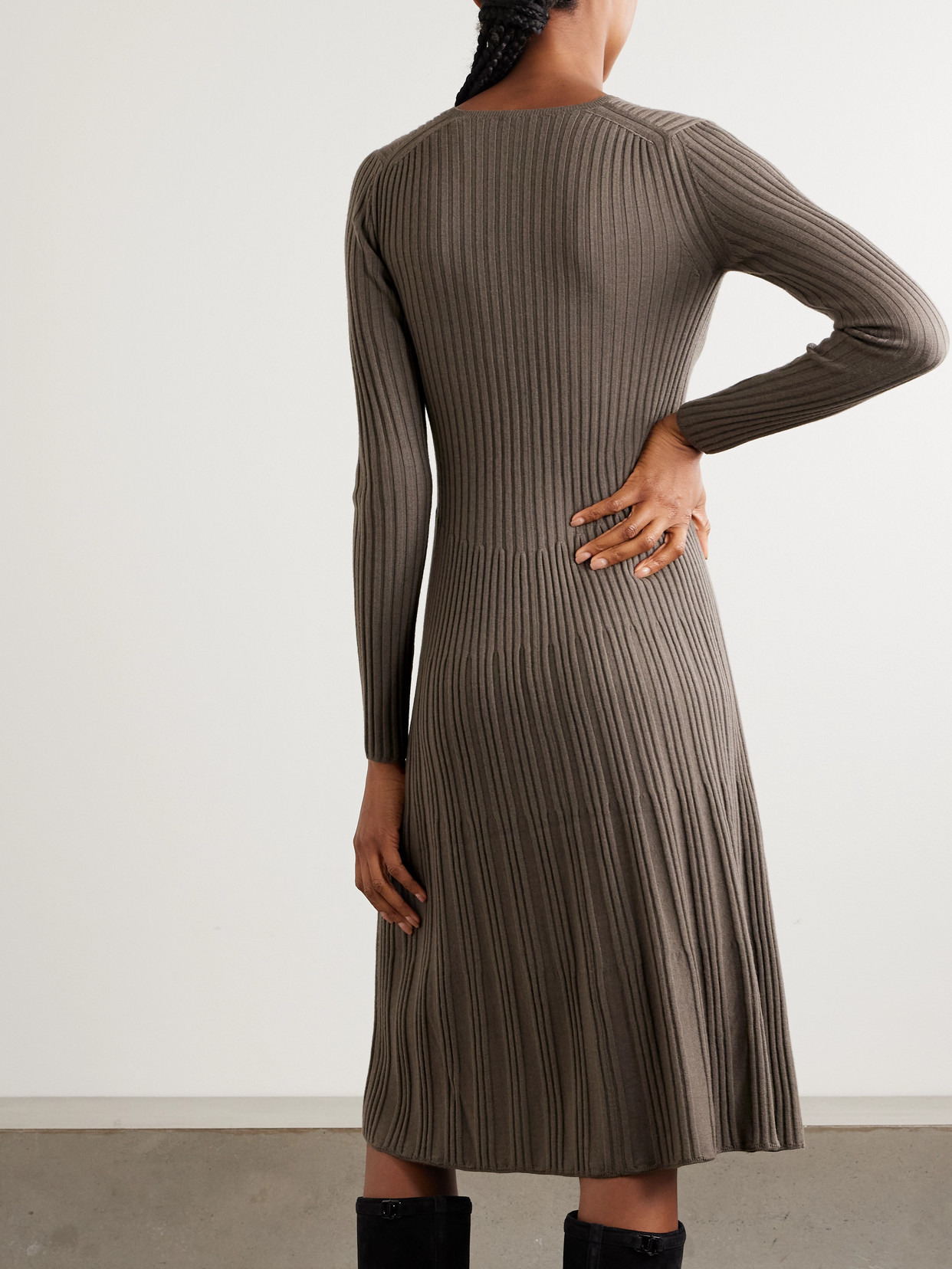 Ribbed Merino Wool Midi Dress - 3