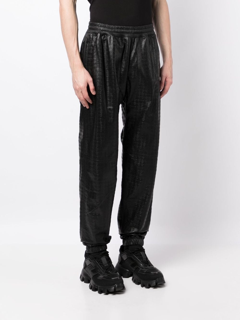 embossed-4G pattern leather trousers - 3