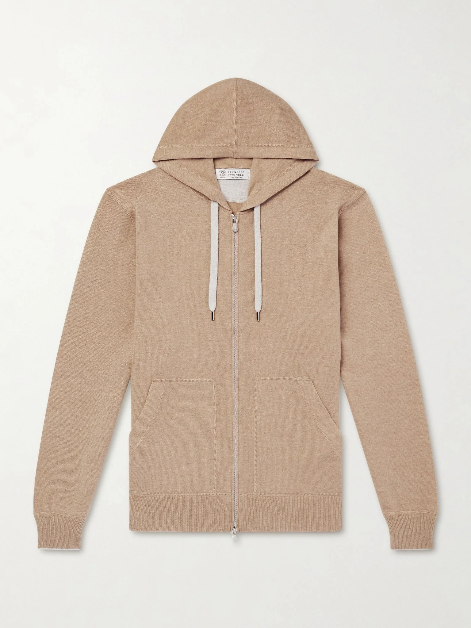 Cashmere Zip-Up Hoodie Beige - 1