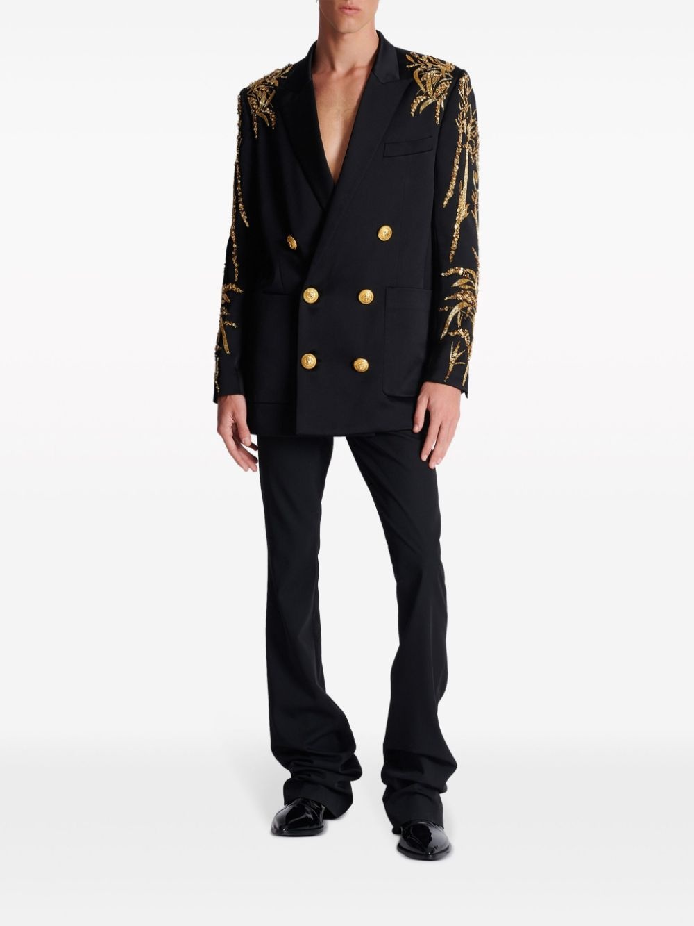 Bamboo-embroidered satin blazer - 2