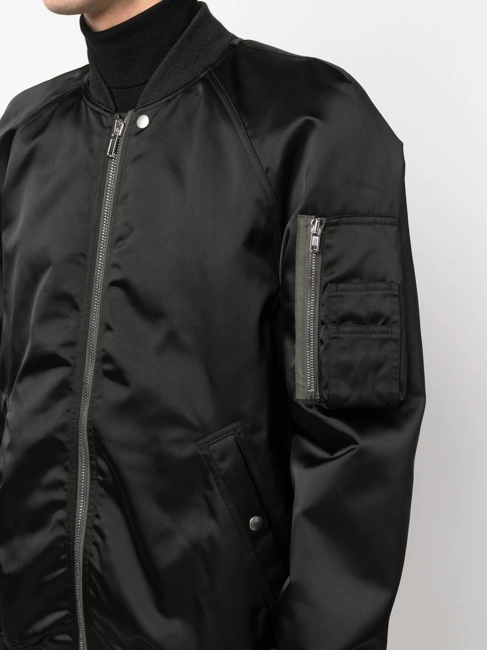 long-sleeve satin bomber jacket - 9