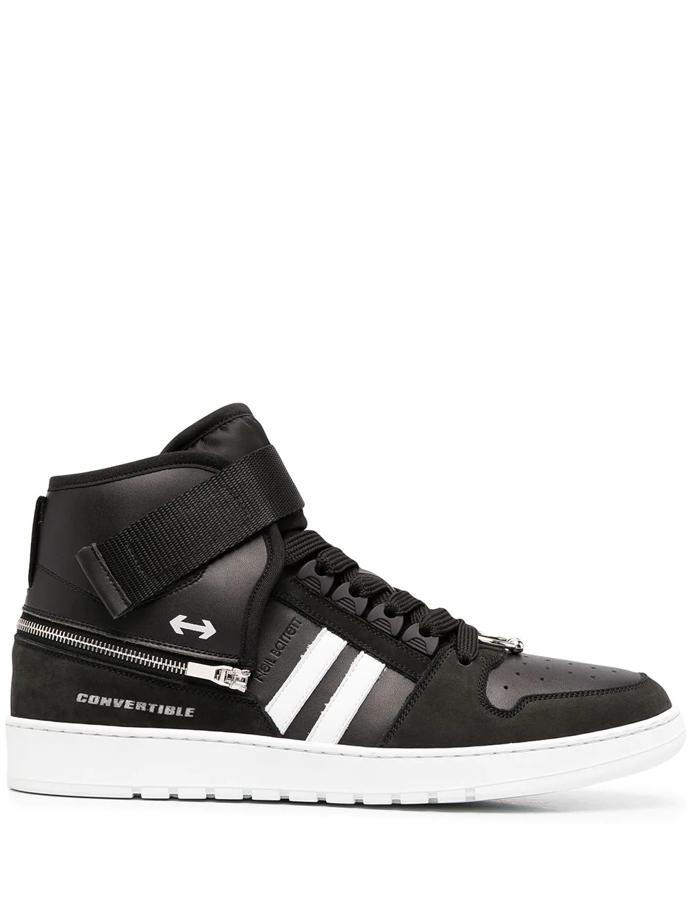 side-stripe high-top sneakers - 1