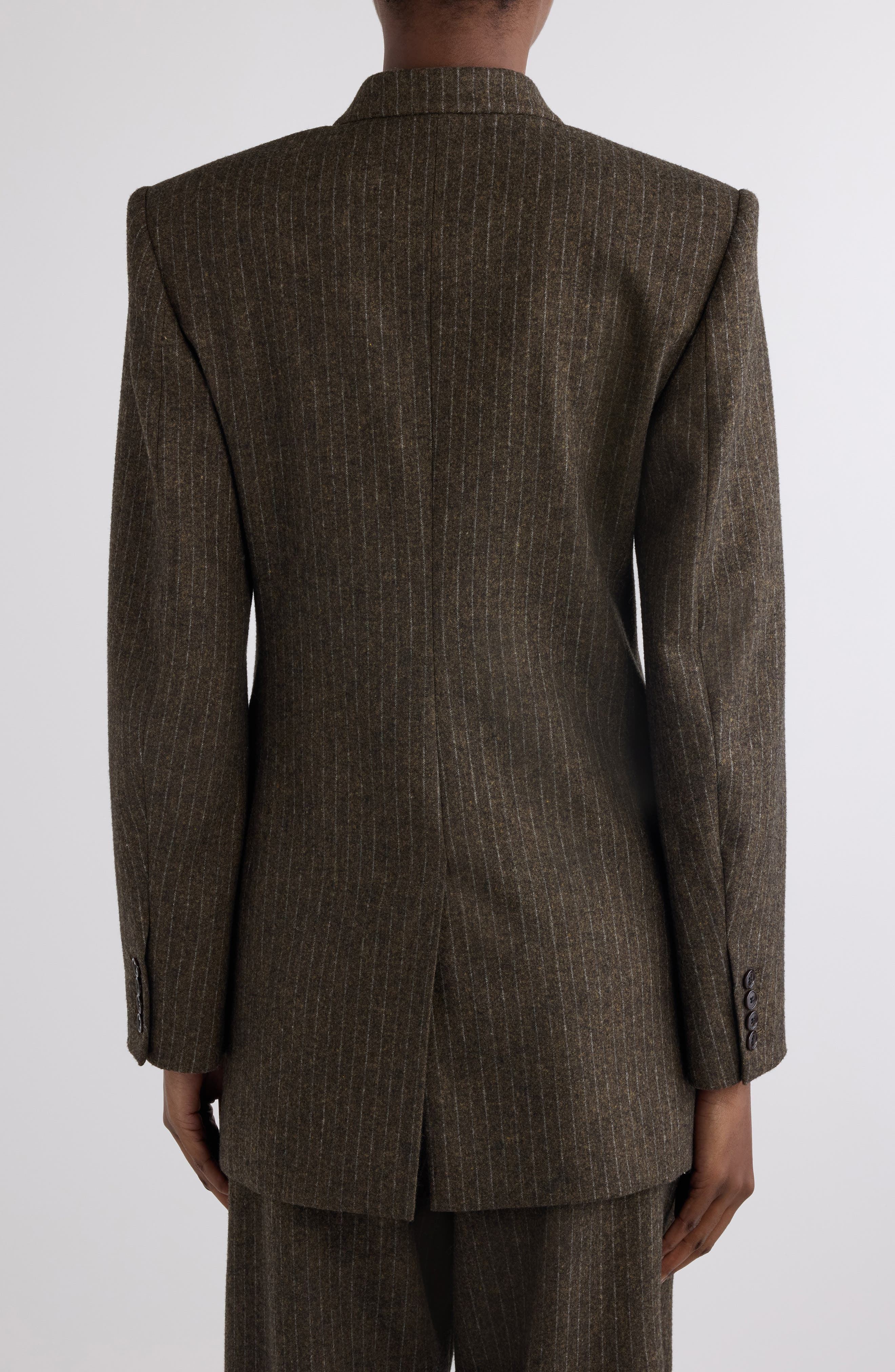 Isabel Marant Jevima Pinstripe Double Breated Wool Blend Blazer in Dark Khaki at Nordstrom - 3