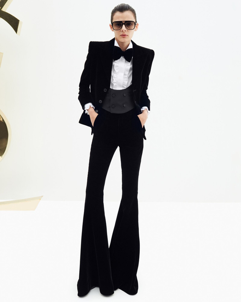 SAINT LAURENT short single-breasted jacket in cupro velvet outlook