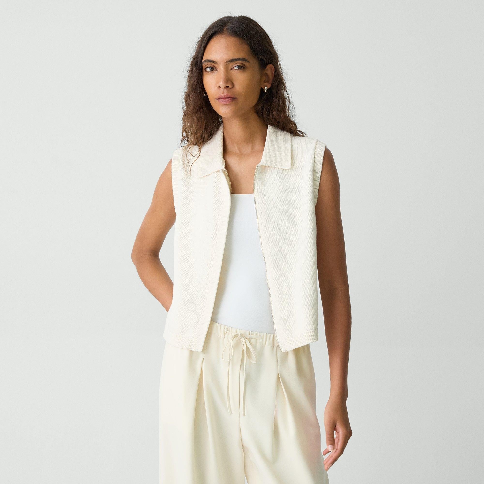 Zip-Up Vest in Rounded Cotton - 2