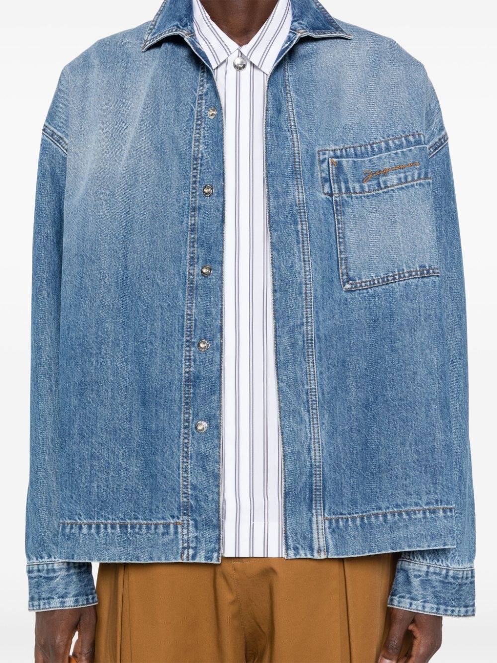 La chemise logo-embroidered denim shirt - 5