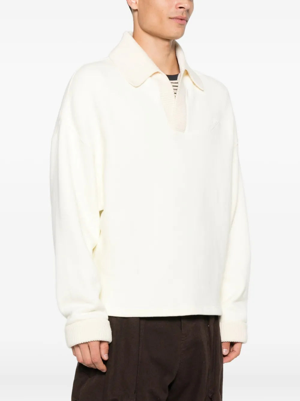 Ribbed Sweater With Polo Collar - 3