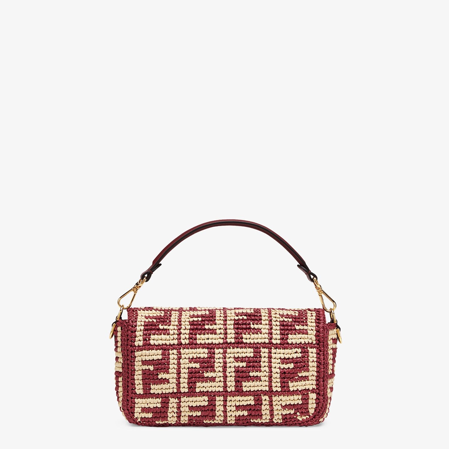 Burgundy raffia FF bag - 4