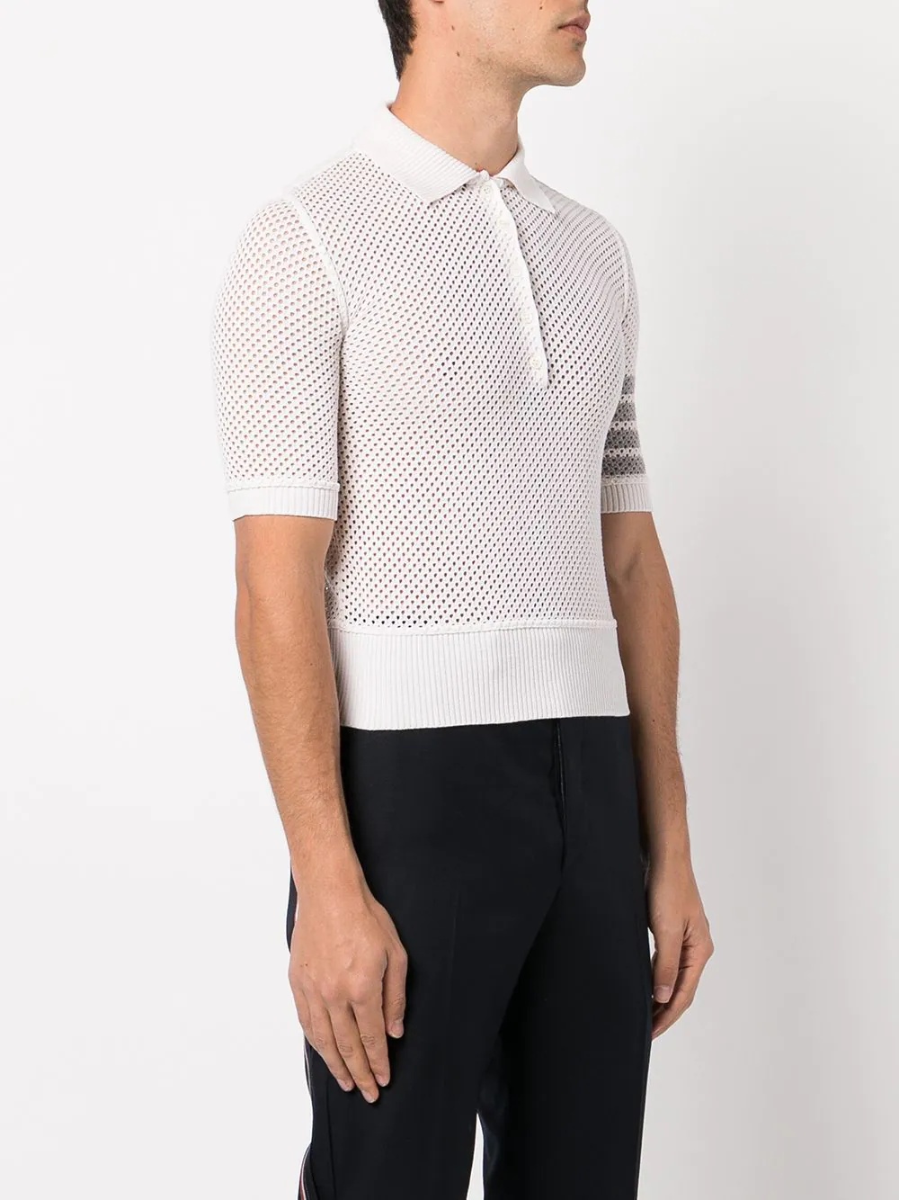 4-Bar cashmere mesh polo shirt - 3