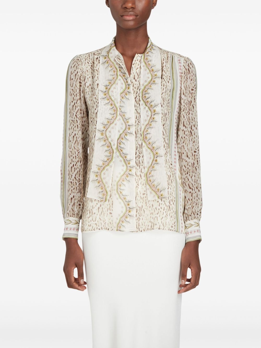 abstract-print silk-georgette blouse - 3