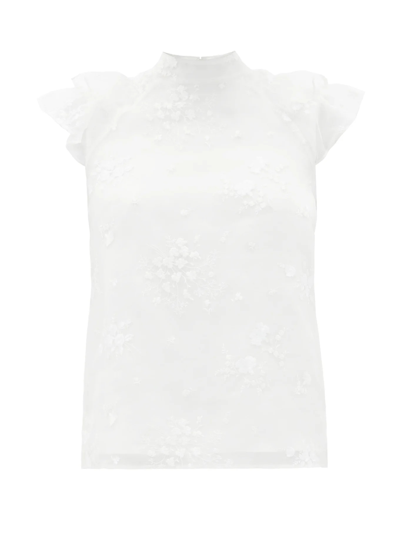 Opal floral-embroidered organza blouse - 1