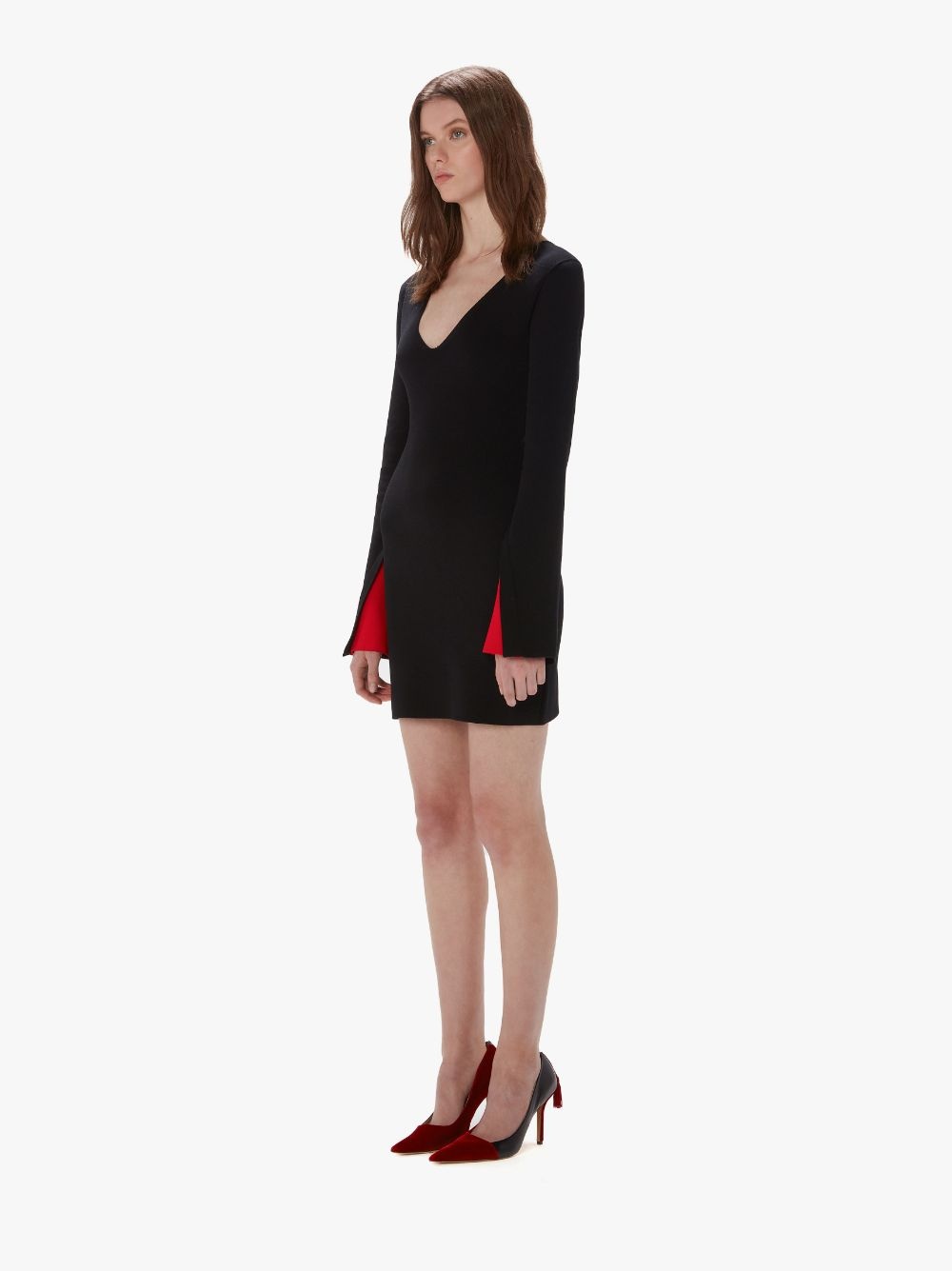 CONTRAST CUFF FITTED DRESS - 4