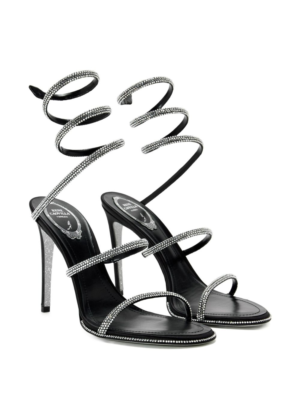 105mm Cleo Anthracite crystal-embellished spiral-strap sandals - 2