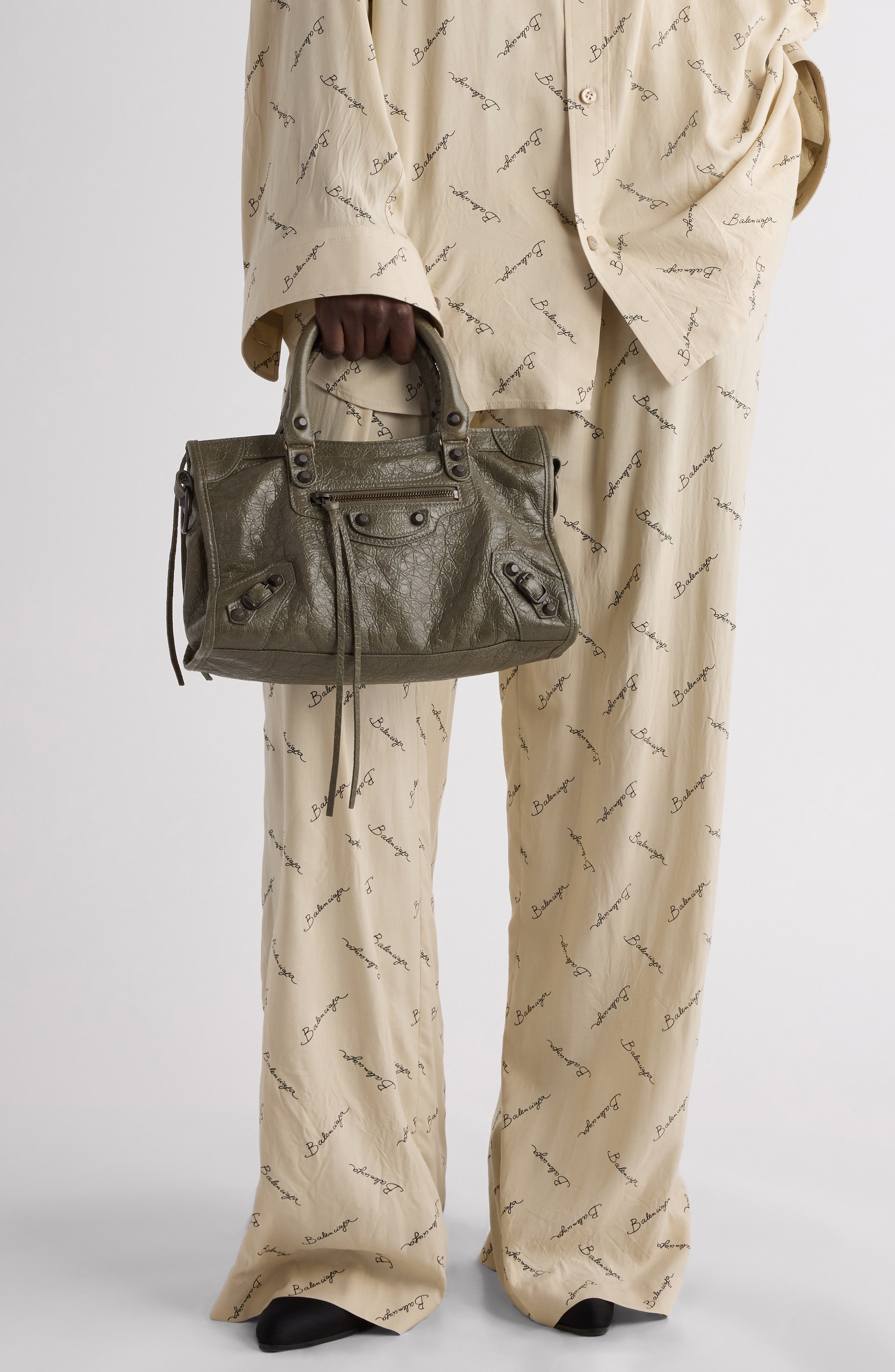 Balenciaga Small Le City Leather Satchel in 3258 Army Green at Nordstrom - 2