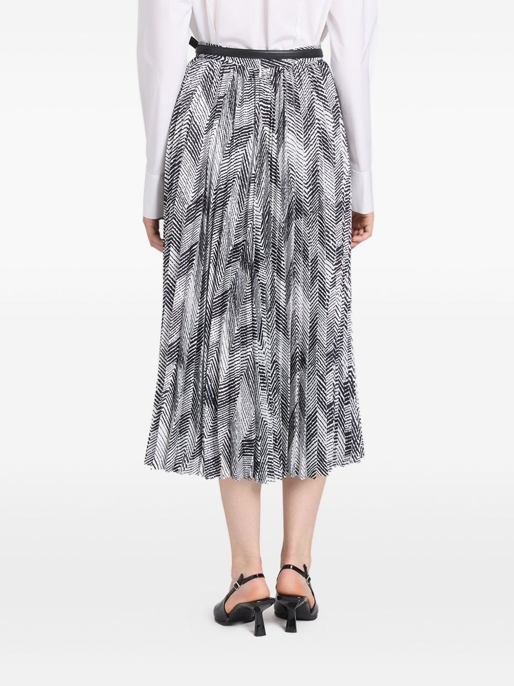 chevron pleated midi skirt - 3